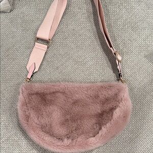 Pink Faux Fur Crossbody Bag